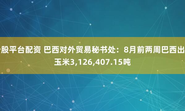 炒股平台配资 巴西对外贸易秘书处：8月前两周巴西出口玉米3,126,407.15吨