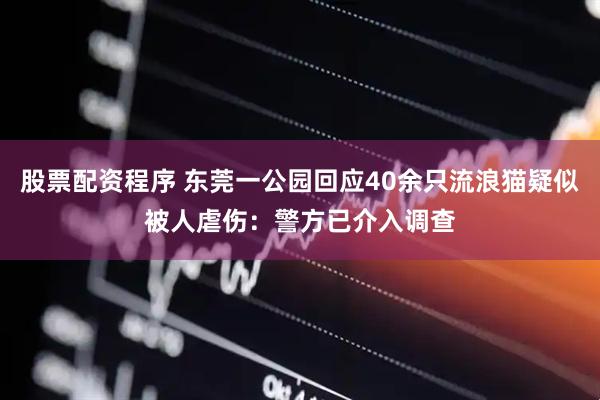 股票配资程序 东莞一公园回应40余只流浪猫疑似被人虐伤：警方已介入调查