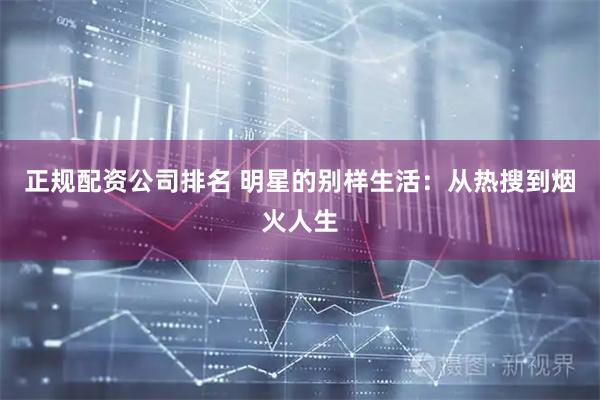 正规配资公司排名 明星的别样生活：从热搜到烟火人生